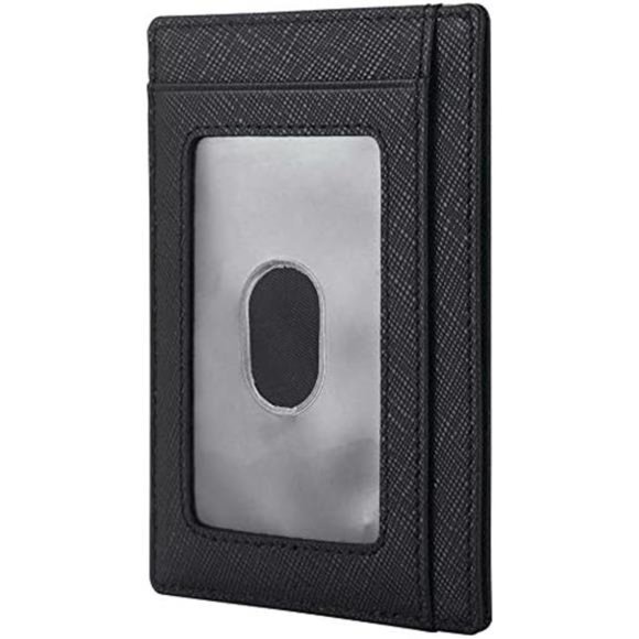 Mens Front Pocket Minimalist Leather Slim Wallet RFID Blocking Medium Size - Picture 2 of 4